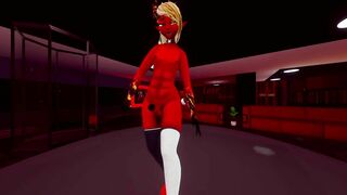 Femboy demon striptease in VR