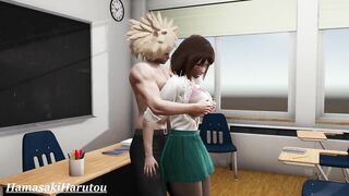 Boku No Hero 3D Hentai - Bakugou Playing With Ochaco Uraraka's Biggest Tits in The Classroom