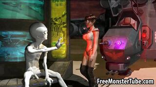 3D babe sucks cock and gets fucked by an alien