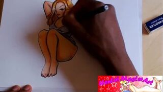 Sexy blond Gabriela Syren in lingerie fan art speed drawing