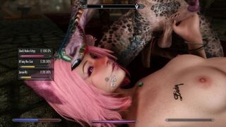 Skyrim: Neko Girl Gets of at Party