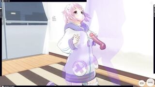 3D HENTAI Neptunia Caresses a Dick with her Breasts and makes you Cum