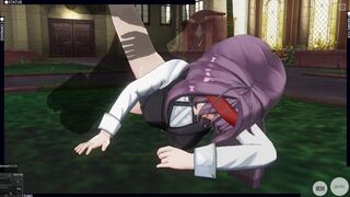 3D HENTAI Konno Yuuki Gets Fucked in the Yard and Takes a Creampie