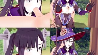 [VR 360 4K] Mona Genshin Impact Blowjob and Standing