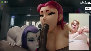 Raven & Starfire suck cocks