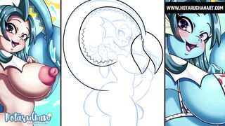 A very big assed and busty White Vaporeon Hentai Futanari By HotaruChanART