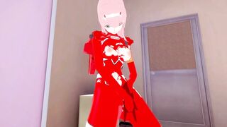 Zero Two in exoskeleton caresses her pussy, shakes and cums | womens locker room [3d hentai]