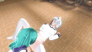 3D HENTAI College lesbians eat pussy and cum