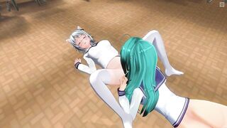 3D HENTAI College lesbians eat pussy and cum