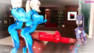 Futa Samus clones docking vs futanari Mona (Genshin Impact and Metroid 3d animation loop with sound)