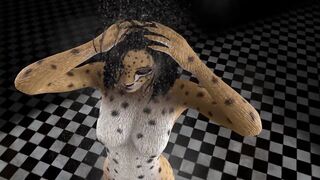 Cheetah Girl Blowjob in the shower Cum on Face Furry Cosplay