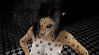 Cheetah Girl Blowjob in the shower Cum on Face Furry Cosplay