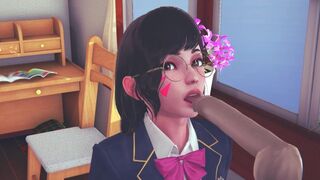 DVA schoolgirl licks your cock with her tongue and gets cum on her face