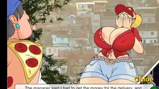 Women take pizza and pay you with lots of milk