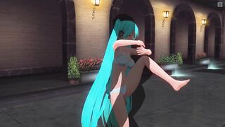 3D HENTAI Miku in a swimsuit fucked by the pool