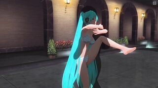 3D HENTAI Miku in a swimsuit fucked by the pool