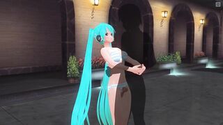 3D HENTAI Miku in a swimsuit fucked by the pool