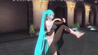 3D HENTAI Miku in a swimsuit fucked by the pool