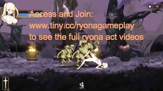 Cute blonde in hentai ryona sex with big goblin in ritual summon new gameplay