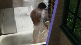 Blowjob in the shower! Made a stepsister | porno game, 3d, sims sex