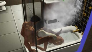 Blowjob in the shower! Made a stepsister | porno game, 3d, sims sex