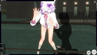 3D HENTAI fucked schoolgirl with a vibrator in the pool