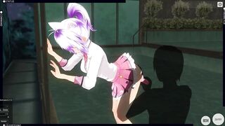 3D HENTAI fucked schoolgirl with a vibrator in the pool