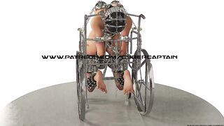 Slave Hardcore Cuffed and Chained in a Wheelchair Metal Bondage BDSM