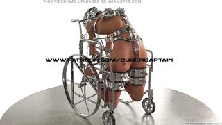 Slave Hardcore Cuffed and Chained in a Wheelchair Metal Bondage BDSM