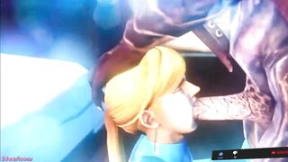 Samus aran metroid sucking the penis of a monster in spaceship p1