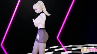 3D naked dance in stockings