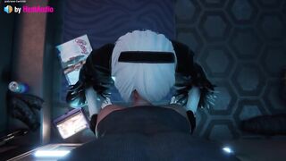 2B Deepthroat Blowjob (Nier Automata 3d animation with sound)