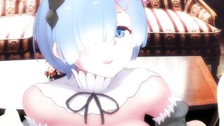 [HENTAI ANIME] Rem serves in a maid outfit.