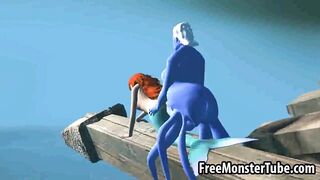 3D cartoon Ariel getting fucked underwater by Ursula