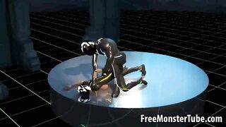 Sexy 3D cartoon Tron babe sucks cock and gets fucked