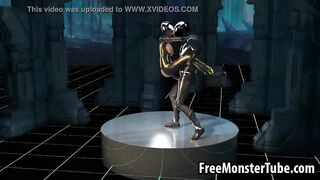 Sexy 3D cartoon Tron babe sucks cock and gets fucked