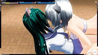 3D HENTAI Neko Schoolgirls Lesbians Cum at School