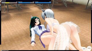 3D HENTAI Neko Schoolgirls Lesbians Cum at School