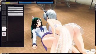 3D HENTAI Neko Schoolgirls Lesbians Cum at School