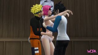 Naruto, Sasuke and Sakura. Yummy message. naruto parody