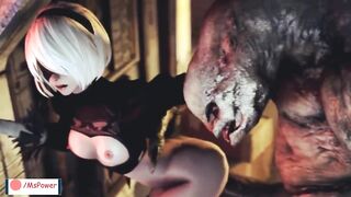 2B Nier Automata Fuck With Monsters Huge Big Cock | MsPower