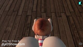 KaDShow.com 3D Cartoon Game Huge Dildo Deepthroat Blowjob