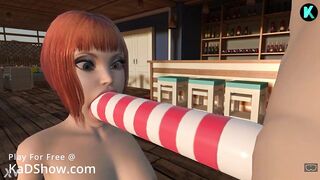 KaDShow.com 3D Cartoon Game Huge Dildo Deepthroat Blowjob