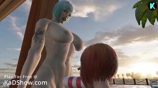 KaDShow.com 3D Cartoon Game Huge Dildo Deepthroat Blowjob