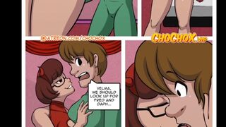 Scooby-Doo Halloween Night Velma and Daphne Orgy Porn Comic, Cartoon Parody