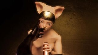 Bastet want to be fucked by Osiris, 3D hentai, tender animation, cute furry catgirl.