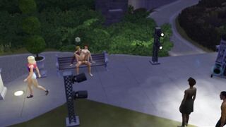 Porn at the disco on the bench. Threesome gangbang | Porno Game 3d, cartoon porn games