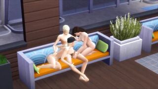 Porn at the disco on the bench. Threesome gangbang | Porno Game 3d, cartoon porn games