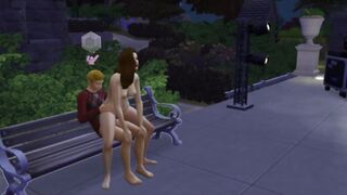 Porn at the disco on the bench. Threesome gangbang | Porno Game 3d, cartoon porn games