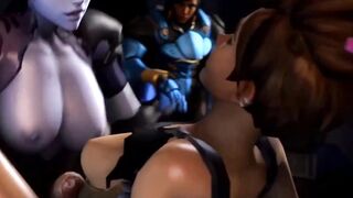 Widowmaker Sucking Friend's Penis Fucking Futanari